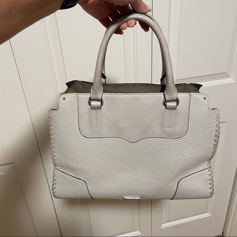 Rebecca Minkoff Amorous Crossbody Satchel with Whipstitch Detail - “Putty” Color